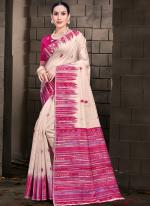 Cotton Rani Pink Traditional Wear Printed Saree